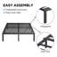 Cadre de lit simple XL de 35,5 cm (14 po), cadre de lit plateforme en métal robuste avec rangement, sommier, lattes de soutien solides, montage facile, noir-903080914