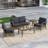 Teak Outdoor Four-person Patio Set with Cushions and Two Tables-115068871-115068875