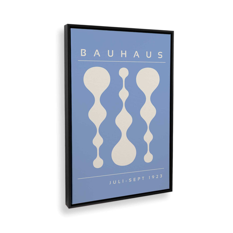 «Blue Retro Bauhaus», affiche sur toile encadrée, H 36,75 po x l 24,75 po x P 1,75 po, Noir satiné