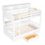 Lit superposé simple avec tablettes intégrées et tiroir de rangement, blanc, lit superposé en bois pour enfants-198128625