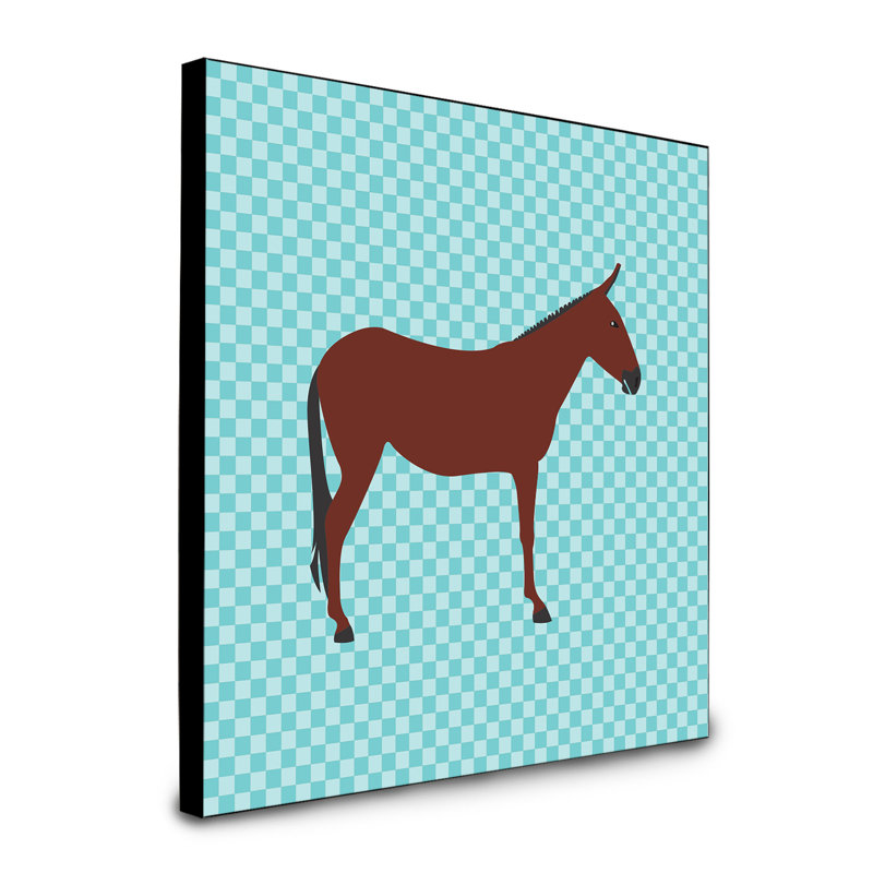 Hinny cheval donkey, art encadré Banducci, bleu