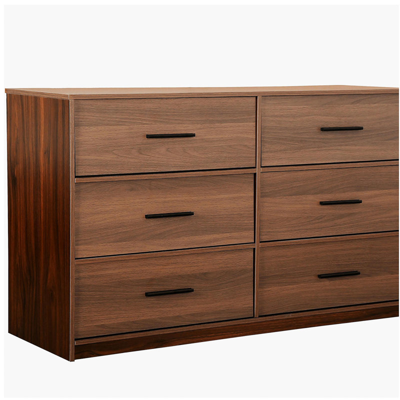 6-Drawer Dresser with Large Fabric Drawers, Walnut