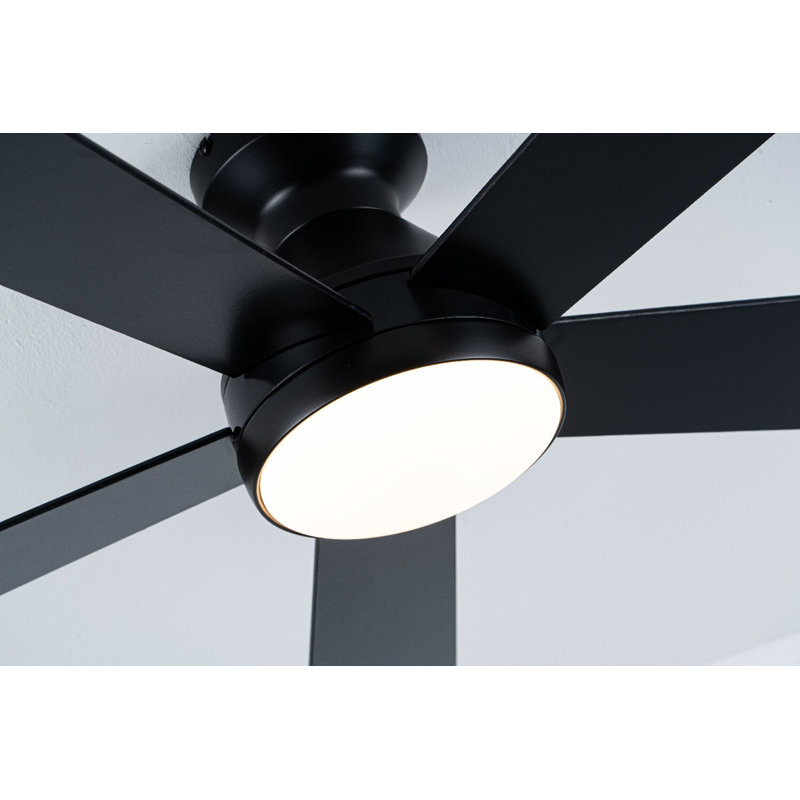 Ventilateur de plafond 52 po encastré à profil bas avec éclairage à DEL 3CCT à intensité variable et télécommande, moteur CC réversible silencieux, pales en MDF noir à deux couleurs, ventilateur intérieur et extérieur couvert pour la chambre à coucher