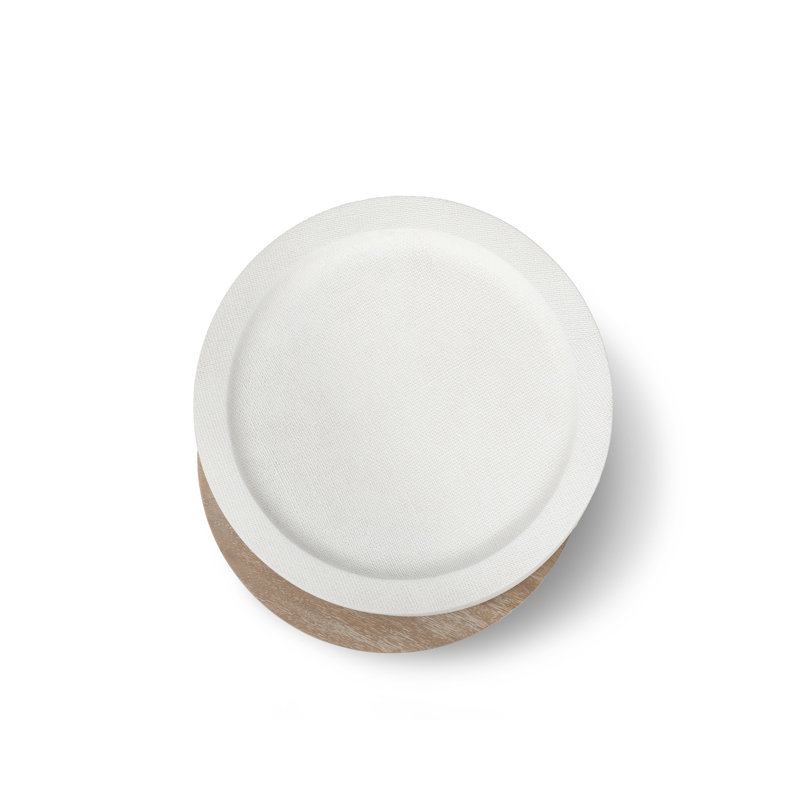 Capsule End Table, Silk Linen/Natural Wood