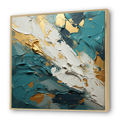Serenity Sunset In Teal And White I - Abstract Shapes Framed Prints