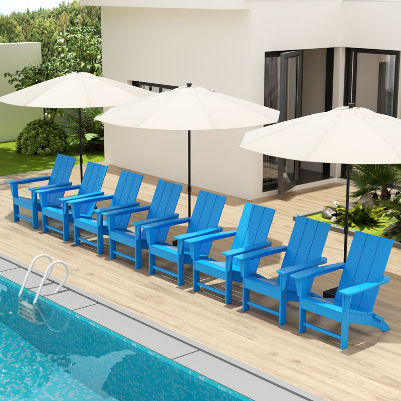 Joubert Foldable Outdoor Adirondack Set, Pacific Blue