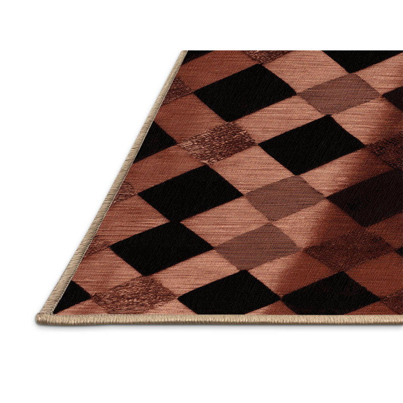 Machine Washable Botanical Brown Area Rug, Square 4'