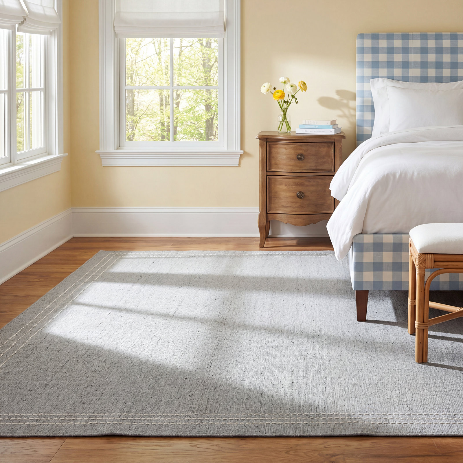 Patton Light Blue Hand-Loomed Wool Rug, Rectangle 8' x 10'