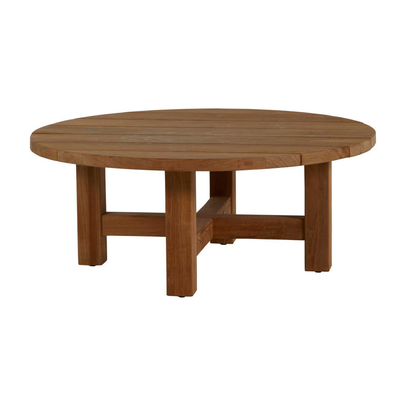 Croquet Solid Wood 4 Legs Coffee Table, Natural Teak