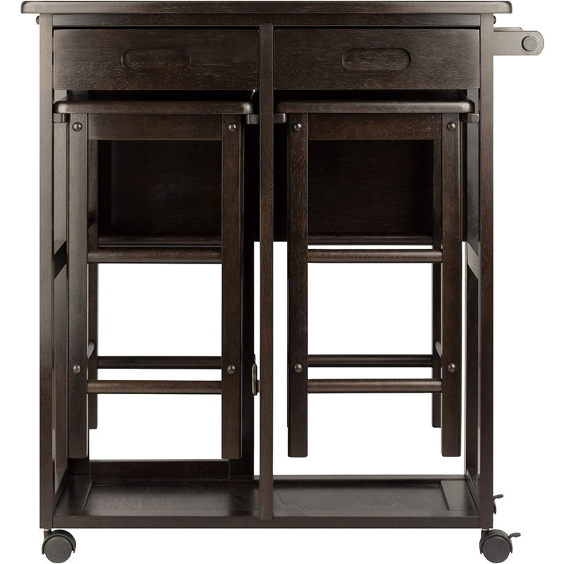 Winston Porter Guyer Solid Wood Kitchen Island Set & Reviews - Wayfair ...