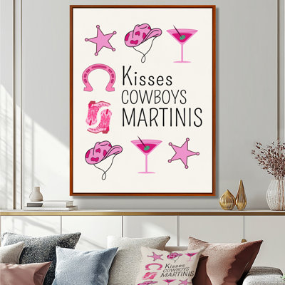 «Kissing Cowboys Martini's - Cowgirls», reproduction d'art murale