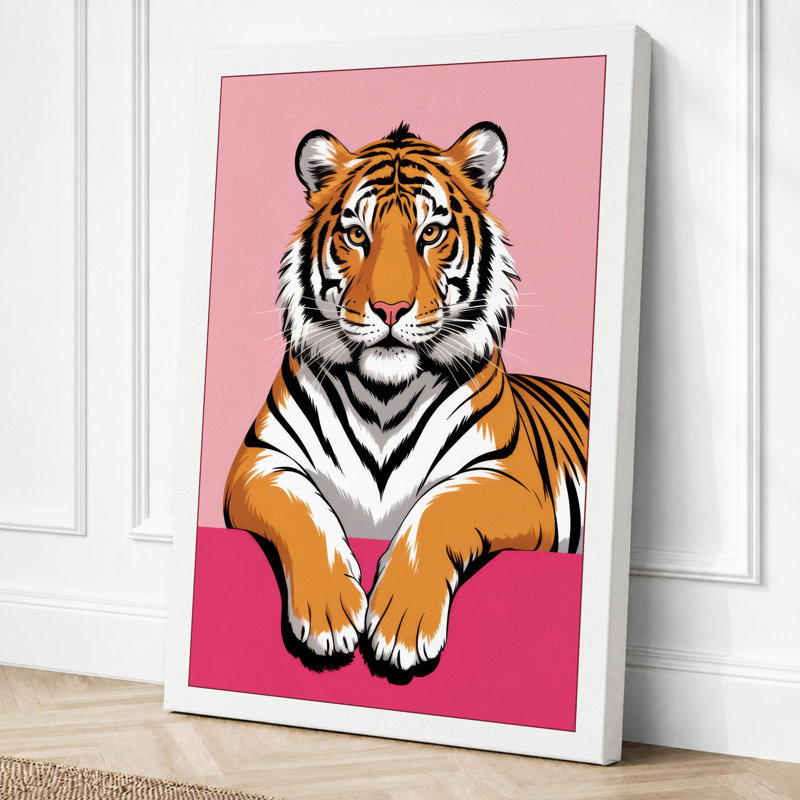 Tiger Face Forward Modern - Print, 30x20 - 76.2 x 50.8 cm, White Border