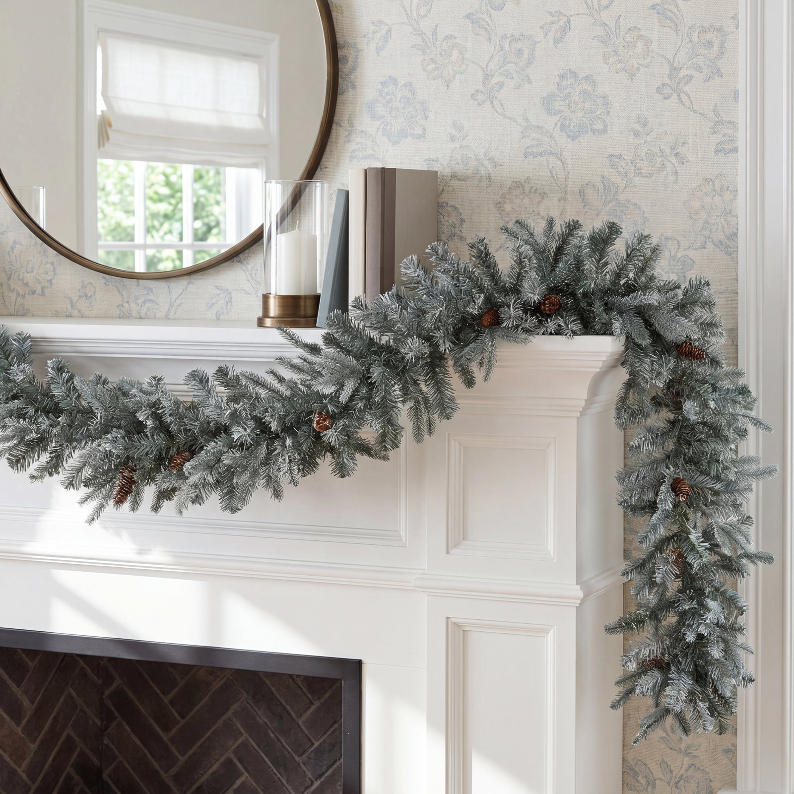 The Holiday Aisle® 9ft. Frosted Arctic Spruce Garland with Clear Lights