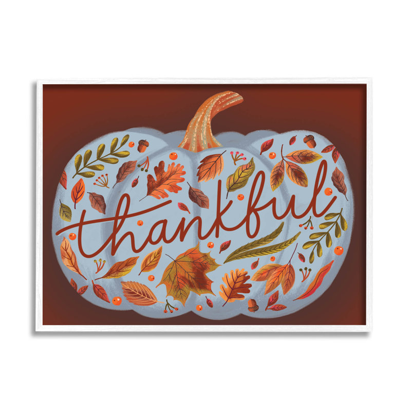 Feuille de remerciement à motif citrouille at-246, H 24 po x l 30 po x P 1,5 po, Giclée encadrée blanc bord de mer