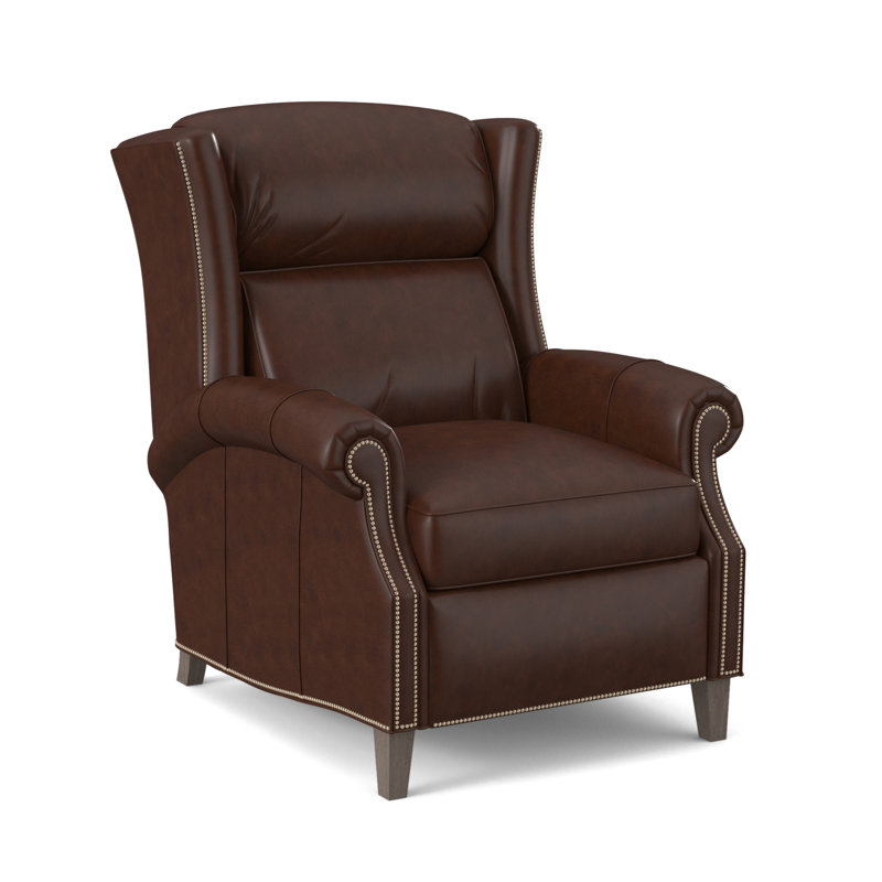 Broderick Recliner, #9 Nickel, Outsider Raven Genuine Leather, Stone
