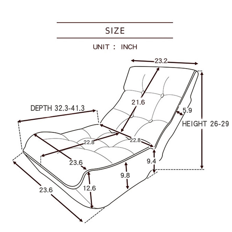 Fauteuil de sol pliable et réglable avec dossier à 4 positions
