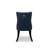 Dallas Parson Kitchen Chairs - Button Tufted Nailhead Navy Blue Polyester Fabric Padded Dining Chairs, Set of 2, Wirebrushed Black-1231451508