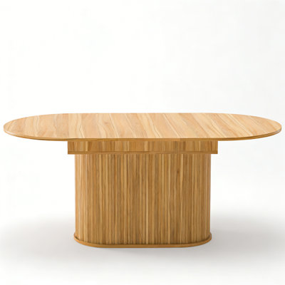 55.11"-70.86" Extendable Dining Table, With Striped Legs For Living Room & Kitchen(Natural)