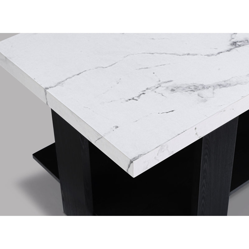 3 salons - cocktail gris avec table basse rectangulaire en faux marbre blanc et deux tables de bout carrées, conception moderne, tables à installation rapide et sans effort pour l'espace principal, assemblage facile