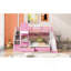 Lit superposé simple au-dessus d'un lit simple avec 2 tiroirs, 3 tablettes et glissière - rose