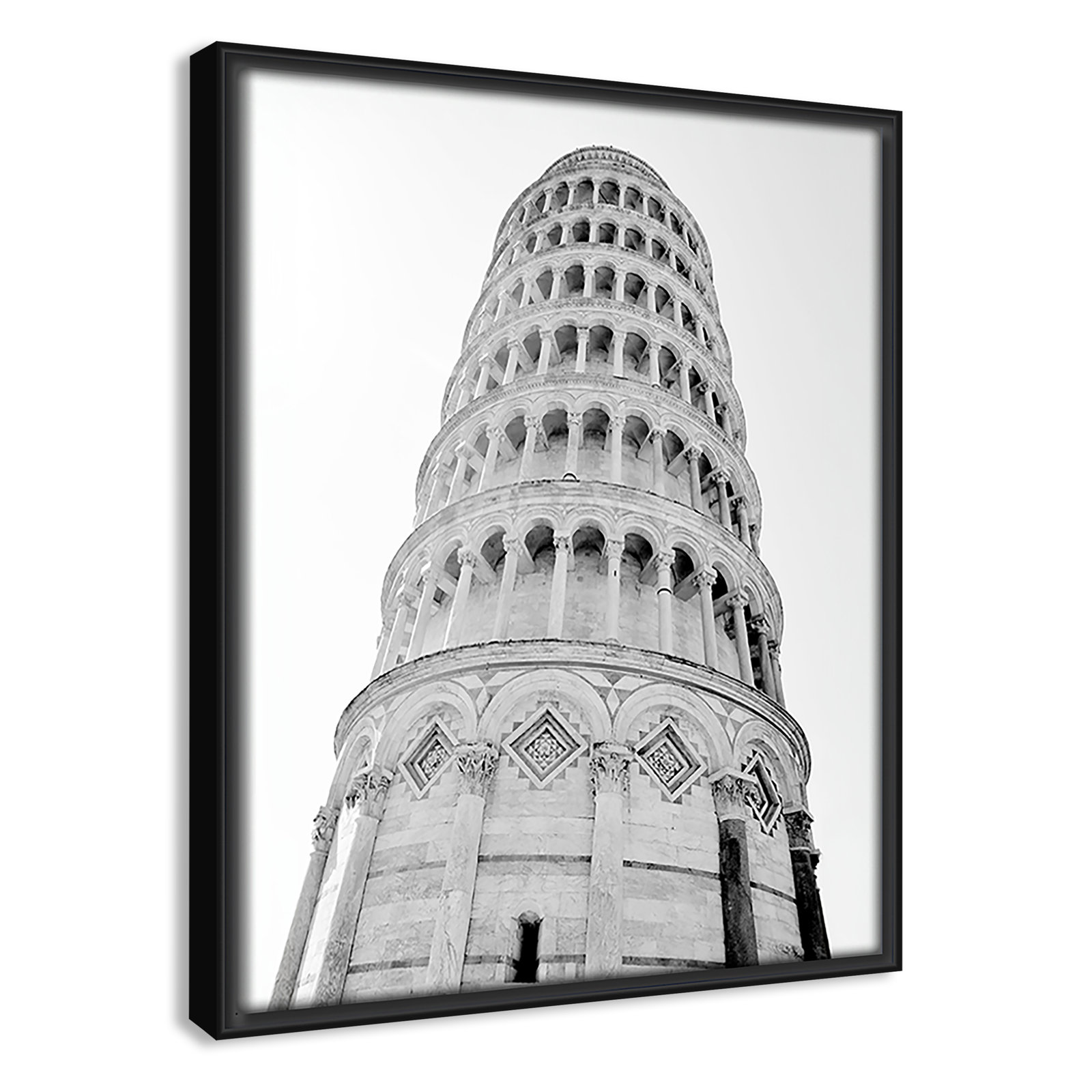 Iconic City Collection "Pisa" Print by Natalie Carpentieri, Black Floater Frame, No, 11.5" H x 9.5" W x 2" D