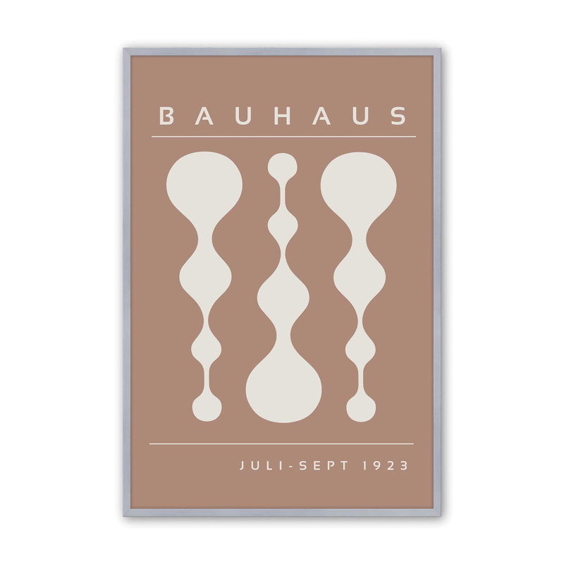 Affiche brune rétro Bauhaus II, Reproduction encadrée sans passe-partout, H 15,25 po x l 12,25 po x P 1,25 po