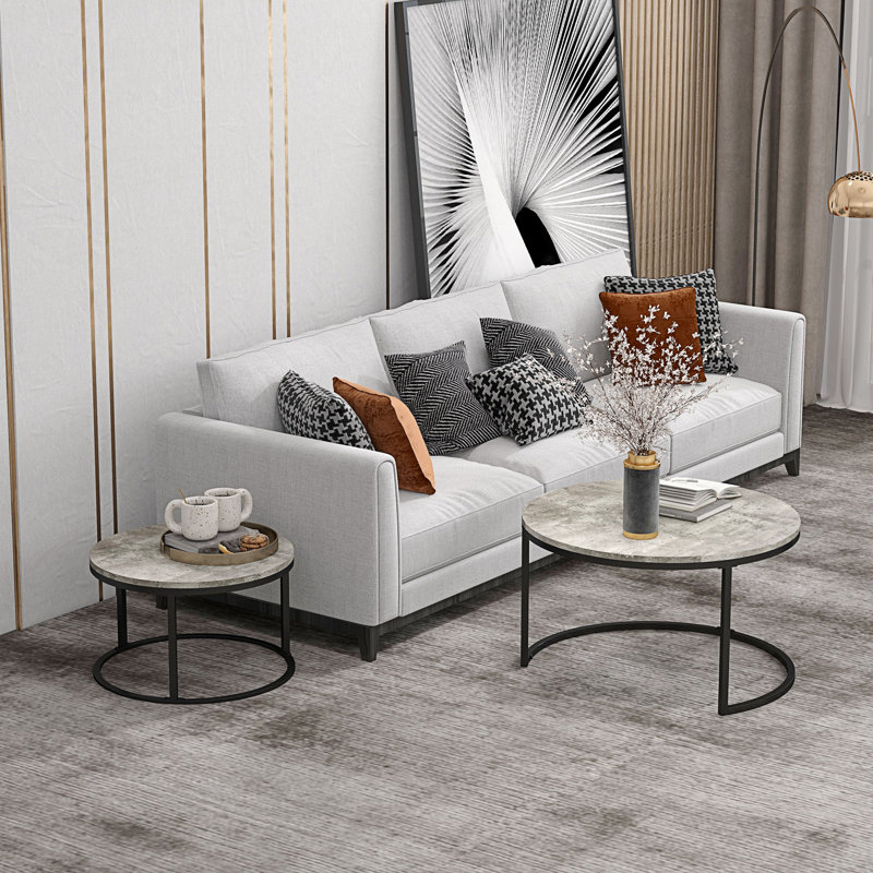 Cotten Frame Coffee Table, Faux Cement Grey