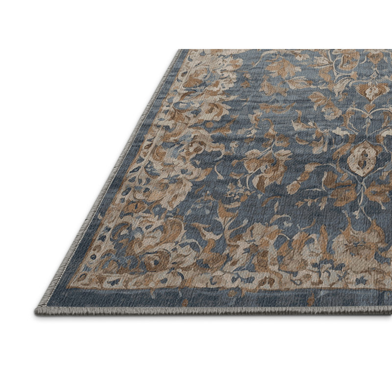 Machine Washable Gray Area Rug, Rectangle 5' x 8'