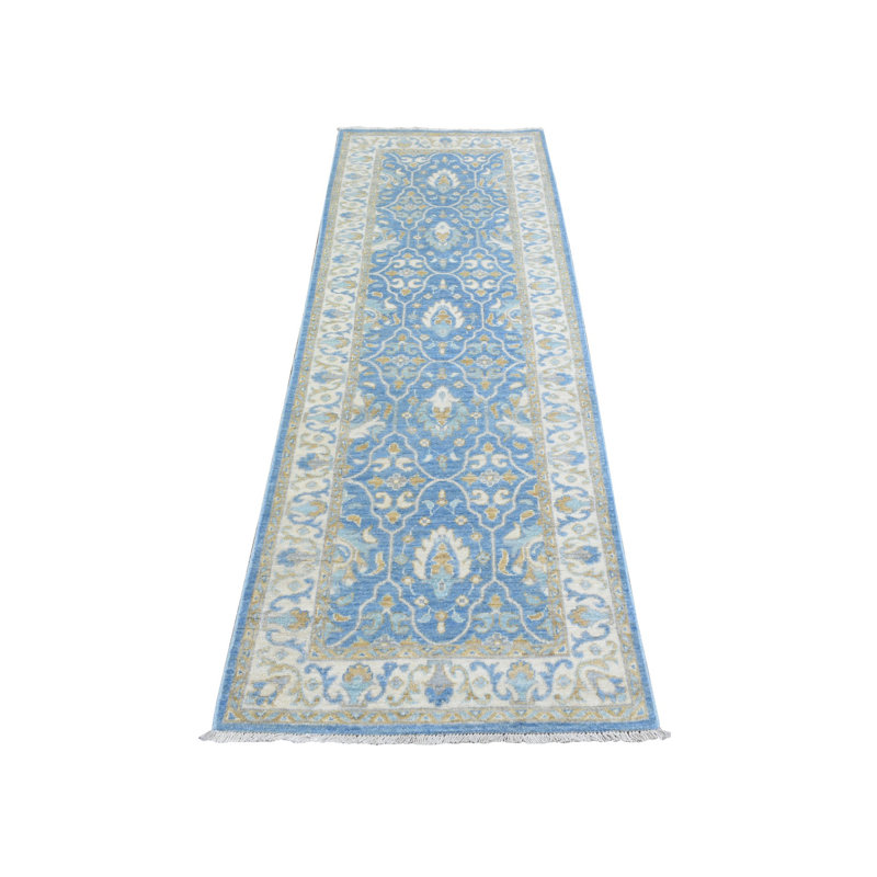 Tapis de couloir bleu clair en laine veloutée 2 pi 7 po x 7 pi 7 po 00241FB52DC34B2FA0D94721480D6D67
