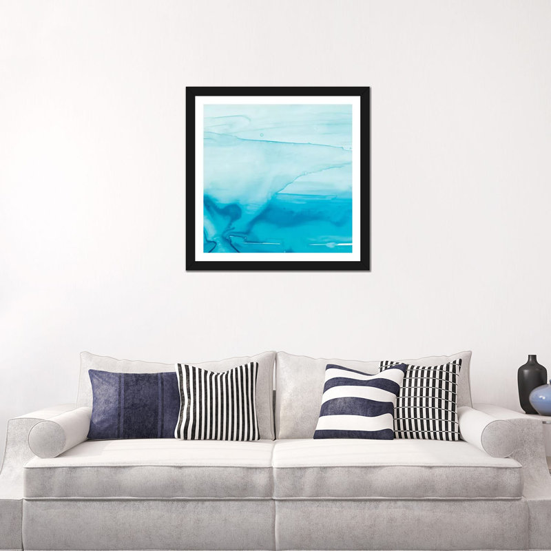 Reproduction d’art, "faire Waves I" par Ethan Harper, H 24 po x l 24 po x p 1 po, Papier encadré noir, Blanc
