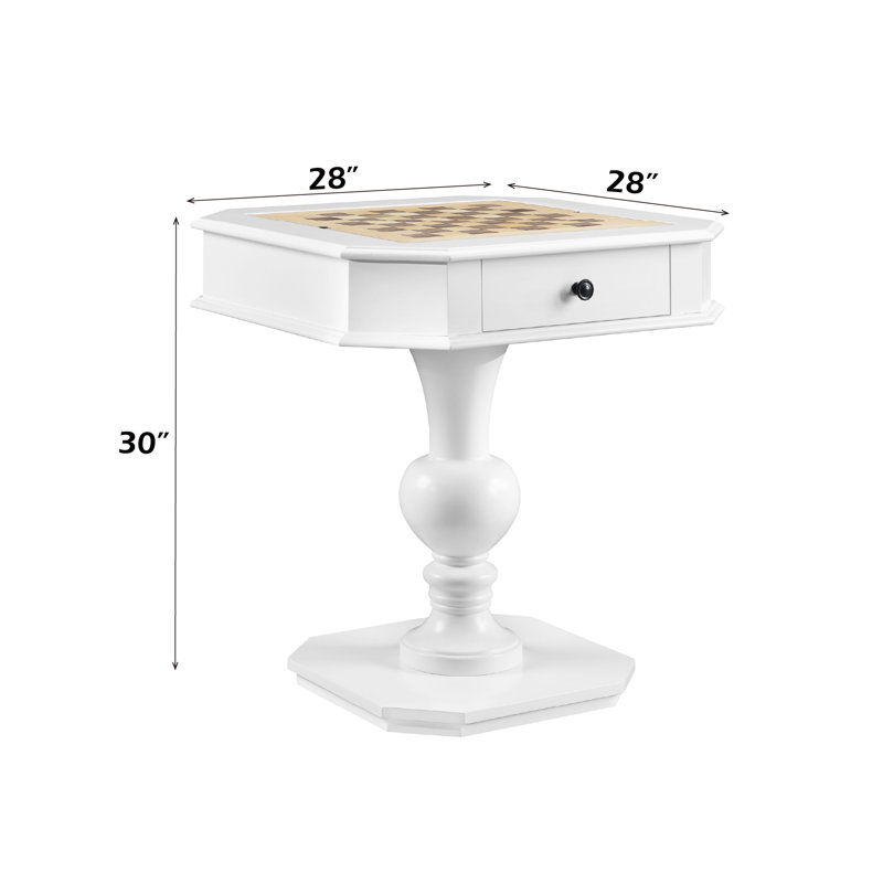 Table de jeu à piédestal réversible 3-en-1 avec deux tiroirs de rangement, finition blanche