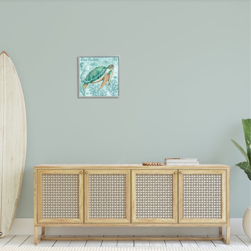 «Sea Turtle», ensemble de textures de corail détaillées, giclée, art texturé par Emma Leach, L 17 po x H 17 po