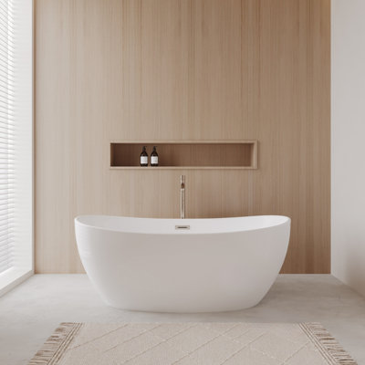 Rebecca 60'' x 32'' Freestanding Soaking Acrylic Bathtub with Faucet