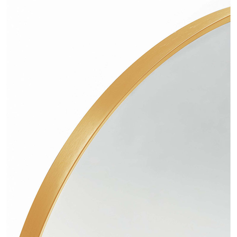 Metal Framed Arched Bathrrom Mirror For Wall, Gold, 40" x 30"