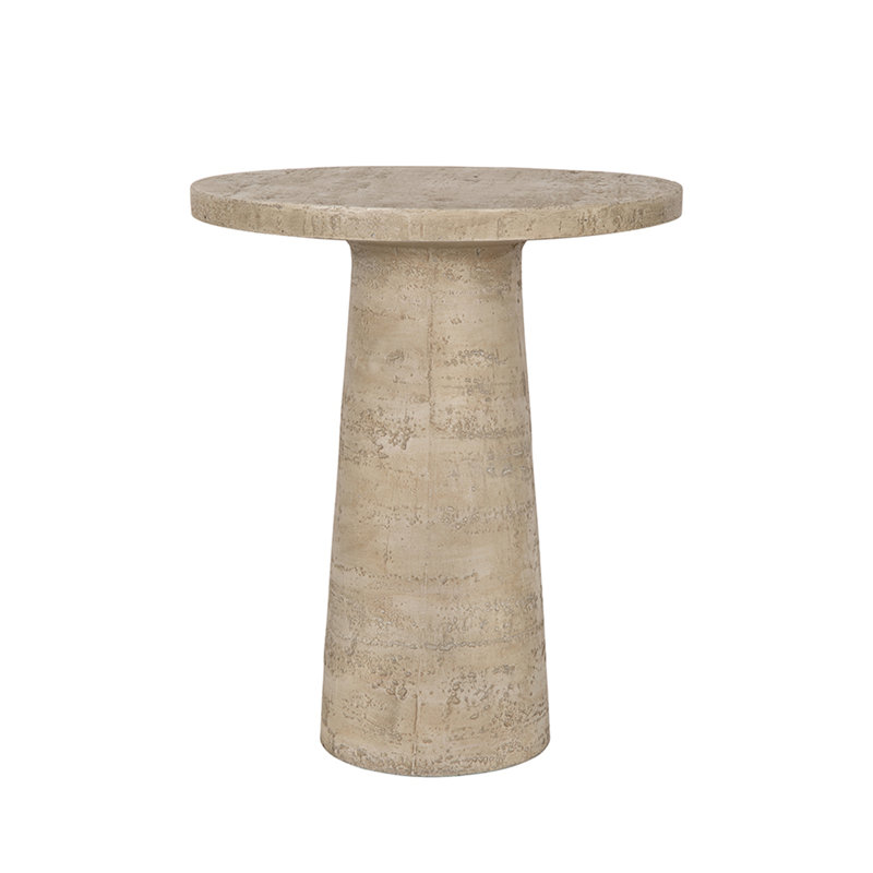 22x22x25.5" Round Side Table with Pedestal Base, Cream