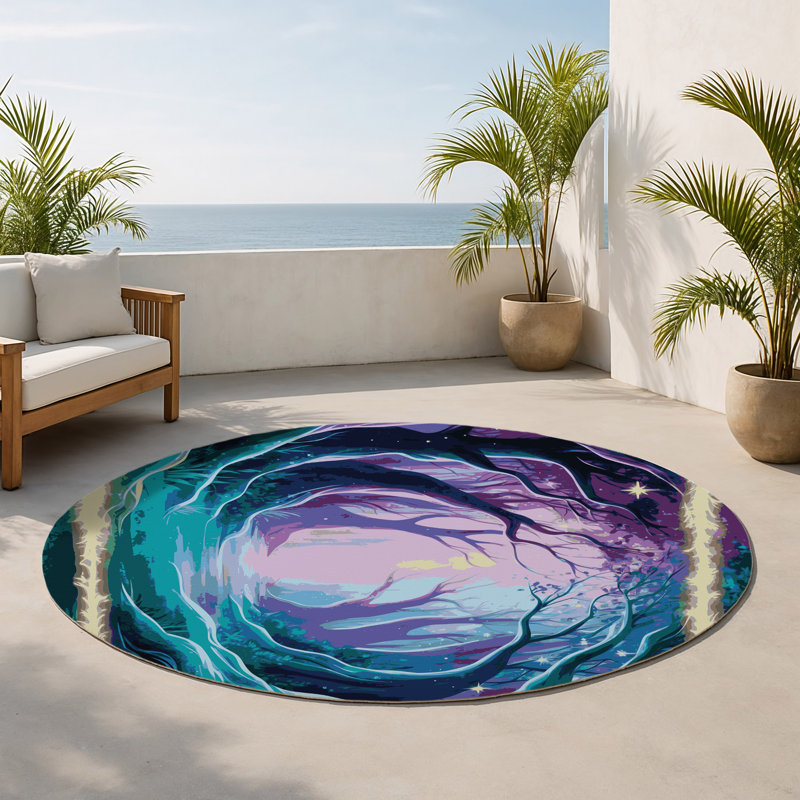 Tapis intérieur et extérieur Lush Veil, Rond 5 pi