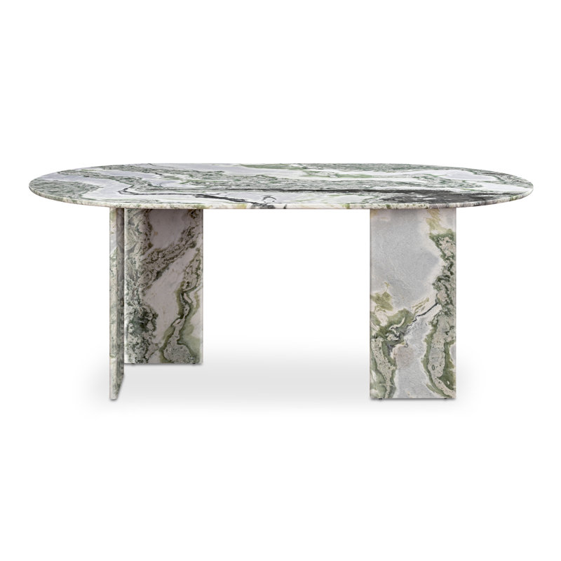 Arian Oval Marble Dining Table, Green Onyx