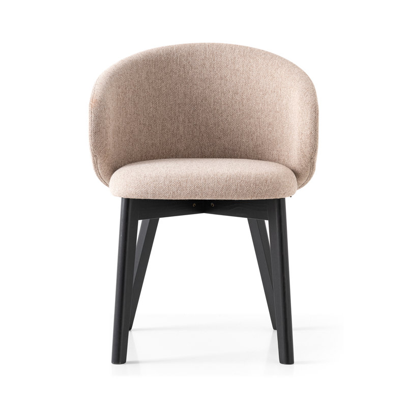 Tuka Upholstered Armchair with Wooden Frame, Graphite, Taupe
