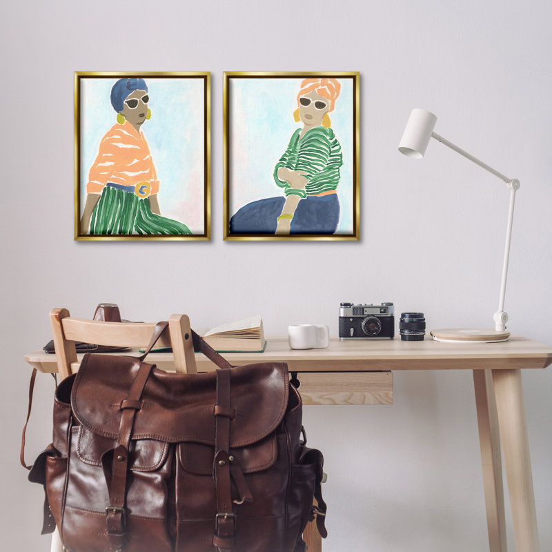  «Trendy Summer Style Women», ensemble de 2 toiles flottantes encadrées par June Erica Vess, H 21 po x l 17 po