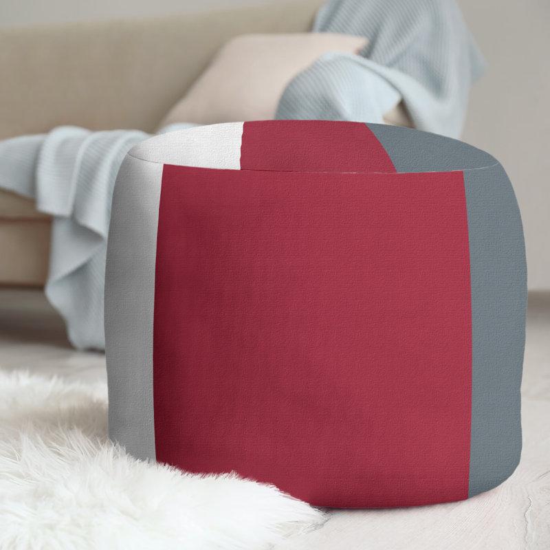 Repose-pieds cubique à rayures washington pullman, Blanc / rouge / gris