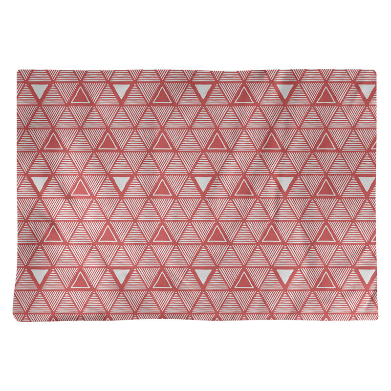 Napperon de 18 po en coton dessiné à la main triangle, Rouge/blanc, polyester