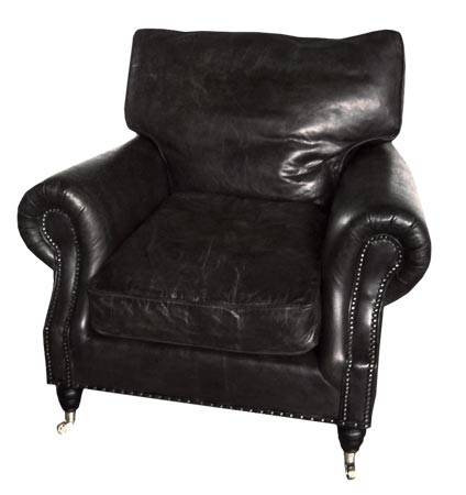 Elda Leather Club Chair, Brown/Black