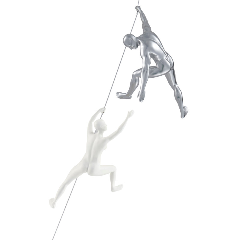 Ensemble de 2 sculptures Sariel, Blanc / chrome