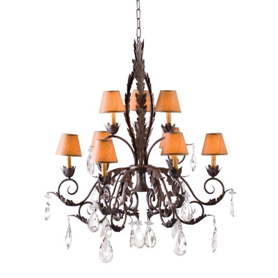 Lustre 10 lumières à deux niveaux 36 pouces