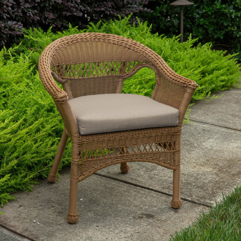 Casual Cushion Wicker Outdoor Chair Cushion, Sunbrella Fade & Water Resistant for Wicker Dining Chairs & Sunroom Seats, 18"W x 18"D, 2.5" thick, Reversible, Cast Ash