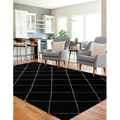 Tapis contemporain noir et argent Etowah