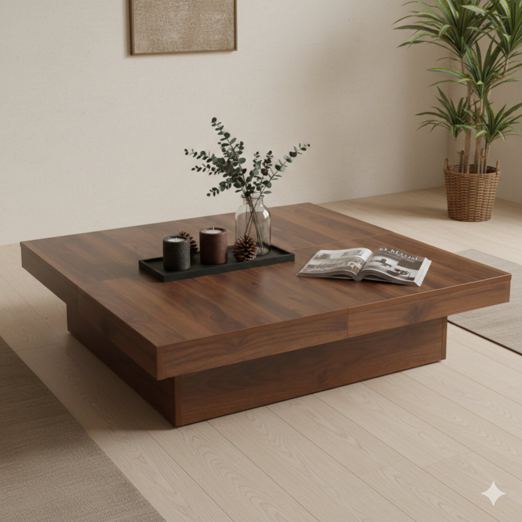 Red Barrel Studio® Square Center Table With A Veneer And A Sliding Top ...
