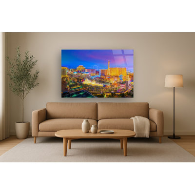 Art mural en verre trempé sans cadre Las Vegas, 60 po x 40 po