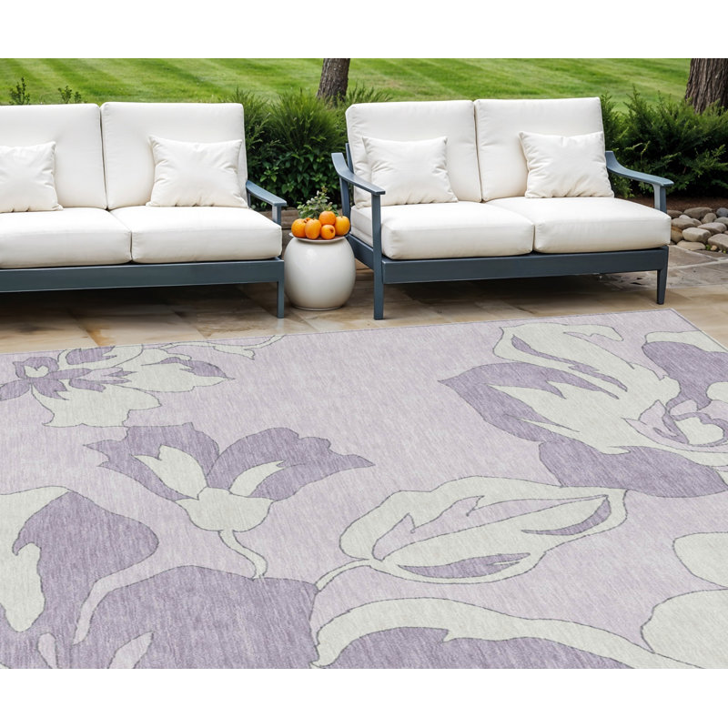 Tapis lavable 10 po x 14 po lilas et ivoire lavande