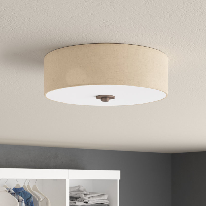 Plafonnier encastré 15 po 3 lumières, Bronze foncé, Crème
